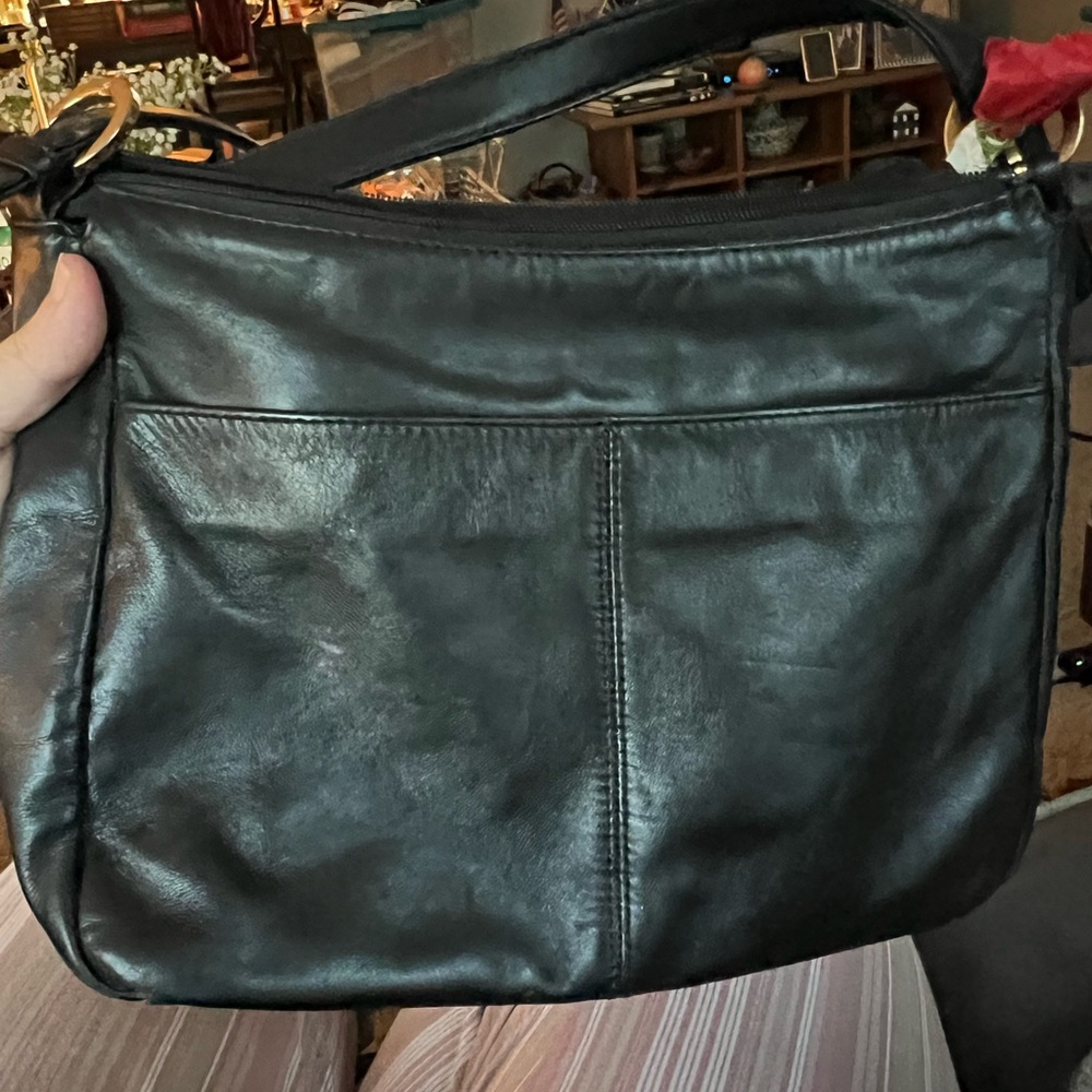GIANI BERNINI Black Leather CROSSBODY Bag Purse